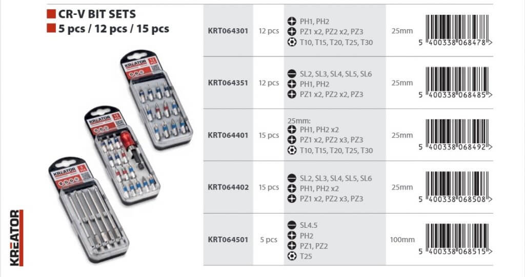 ست سری پیچگوشتی 12 عددی کریتور مدل KRT064301