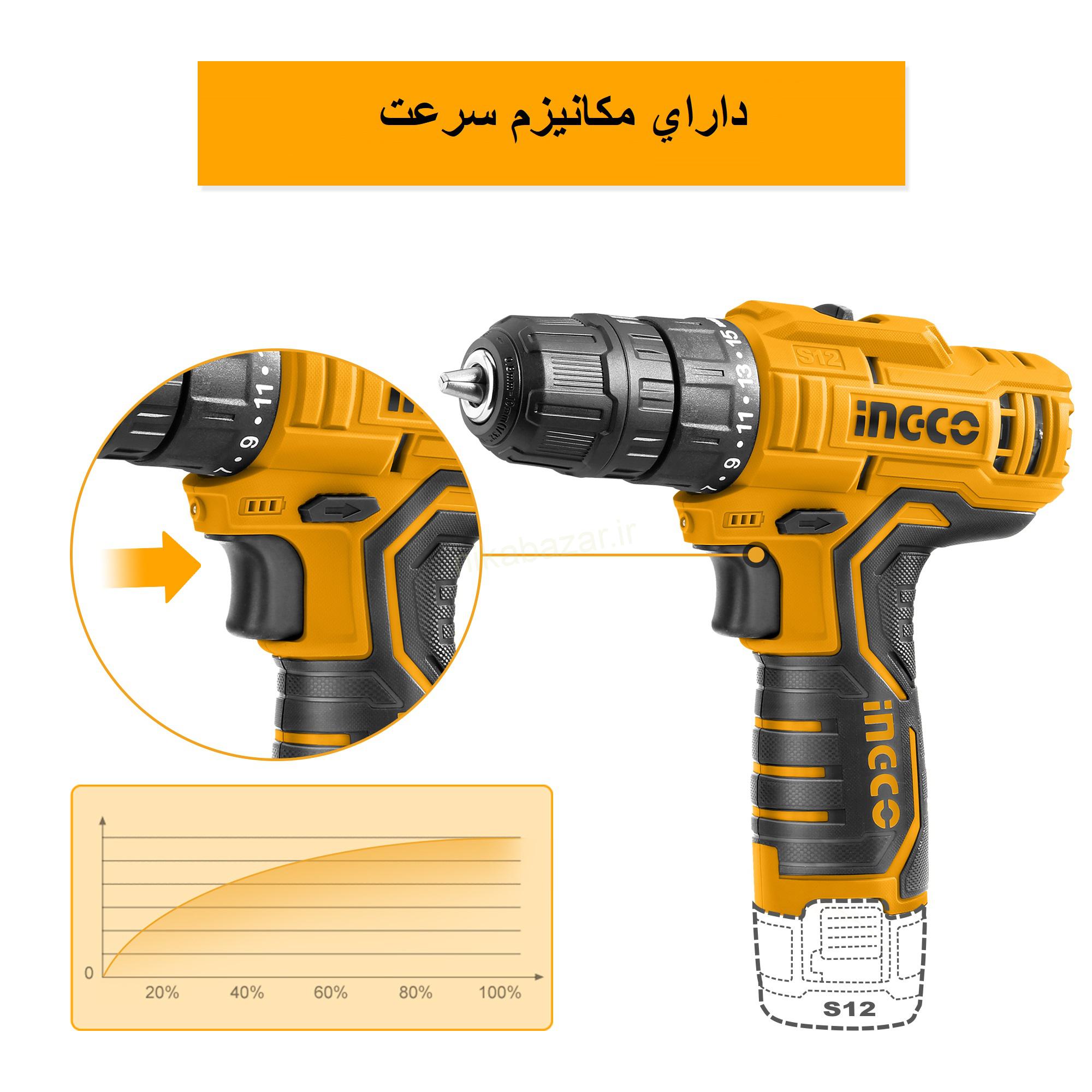دریل پیچ گوشتی شارژی اینکو CDLI12208